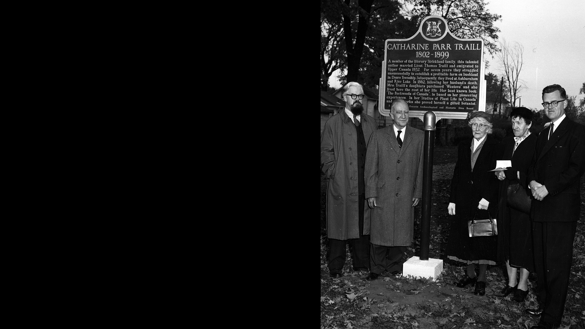 Catharine Parr Traill plaque unveiling banner