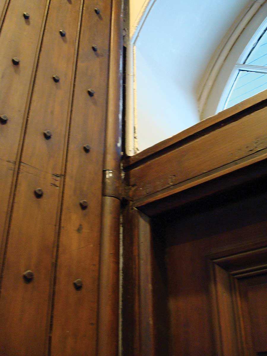 Security doors at the front entrance of the Bank
