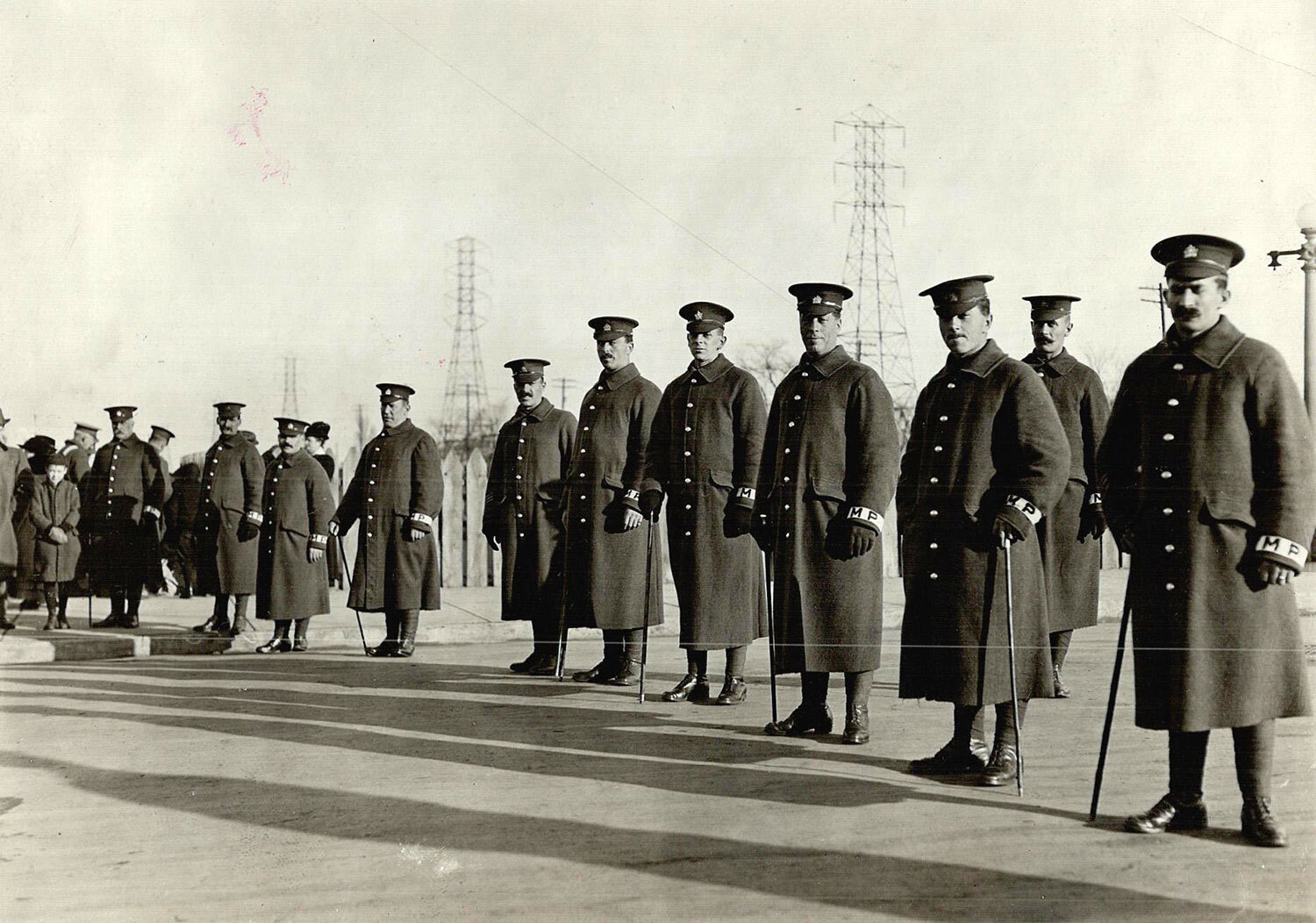 Military police at the Canadian National Exhibition camp in Toronto. (Photo: James & Sons, TSPA_0018935F, Toronto Public Library)