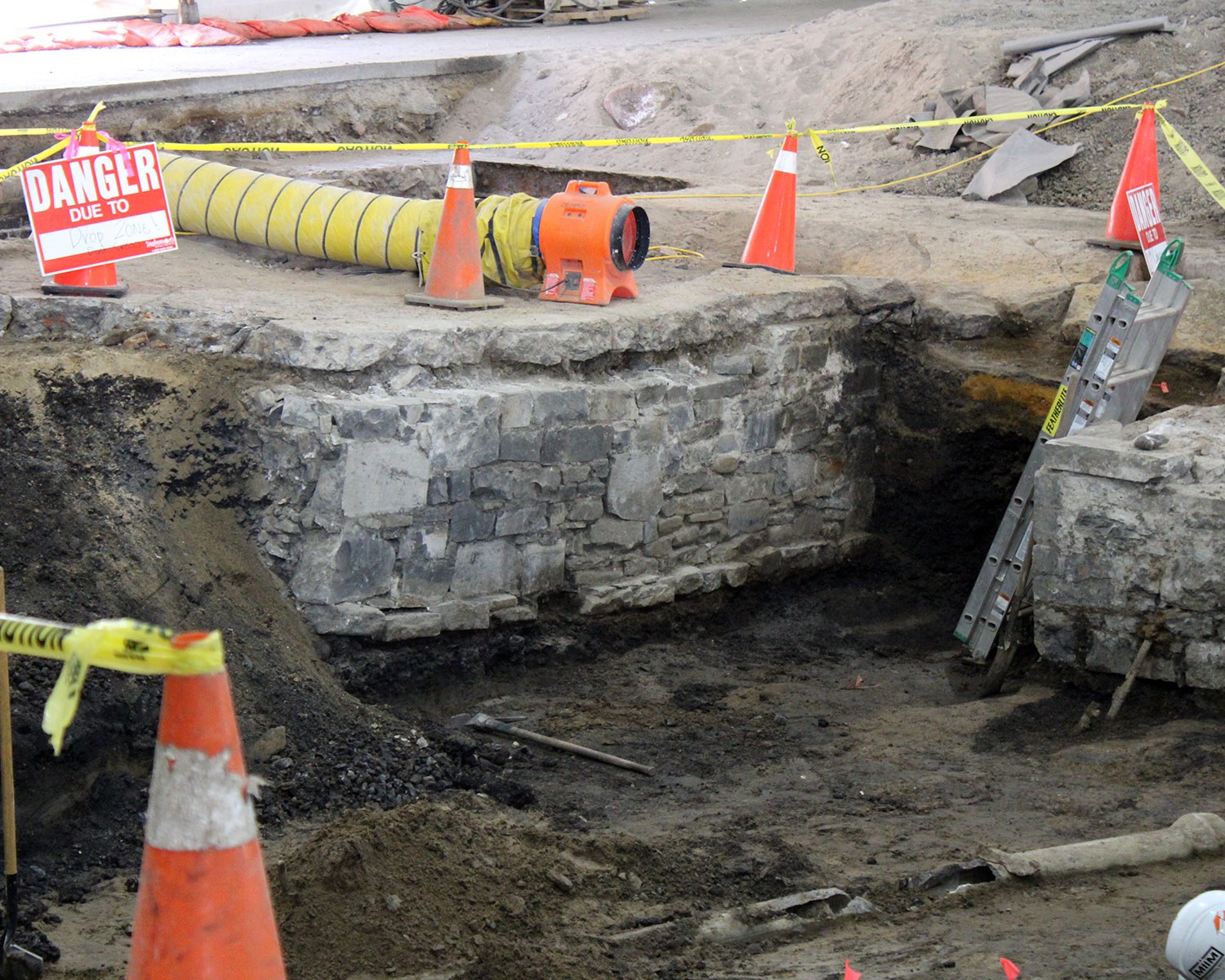 Limestone foundation from the Consumers' Gas period, unearthed in 2023 (Photo: Laura Ludlow)