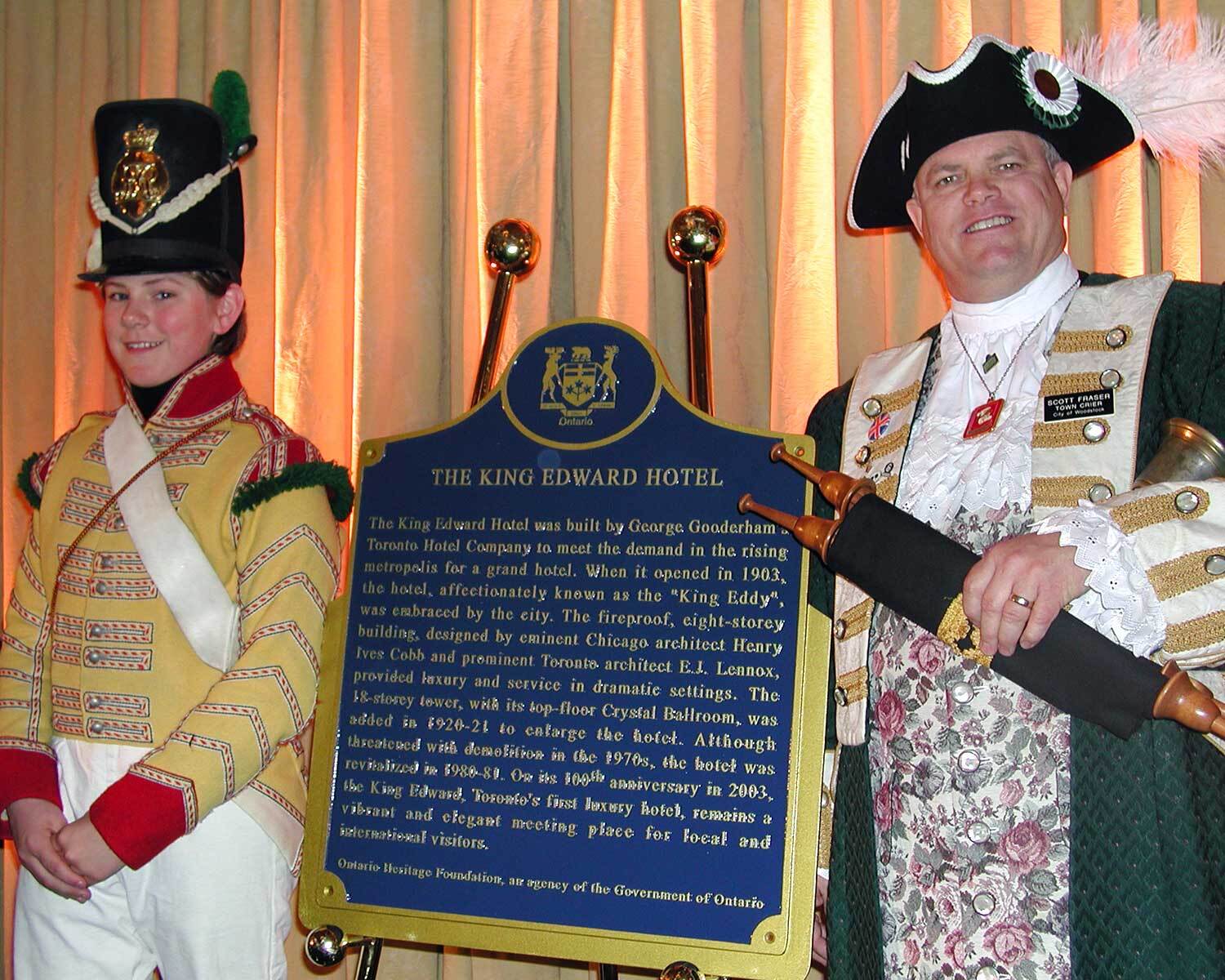 Unveiling of the provincial plaque to commemorate the King Edward Hotel, Toronto