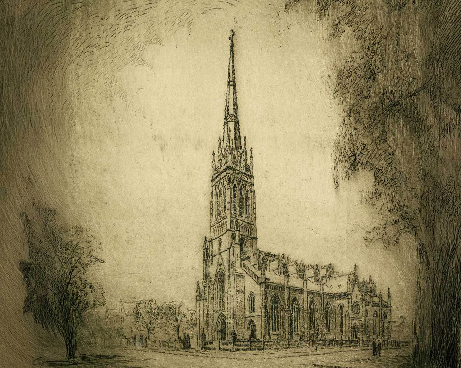 Illustration of St. Michael's Cathedral, Toronto, c. 1910 (Illustration: Owen Staples, Toronto Public Library)